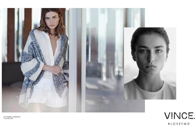 Andreea Diaconu featured in  the Vince advertisement for Spring/Summer 2015