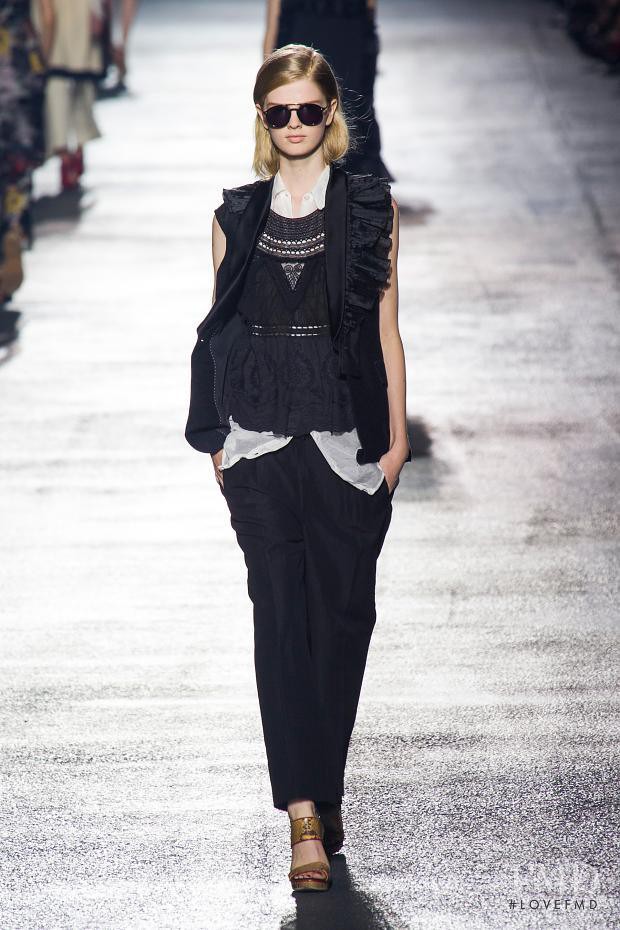 Annemarie Kuus featured in  the Dries van Noten fashion show for Spring/Summer 2014