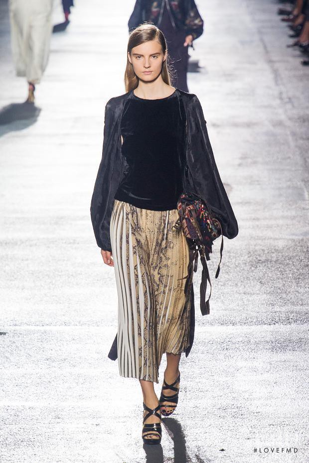 Tilda Lindstam featured in  the Dries van Noten fashion show for Spring/Summer 2014