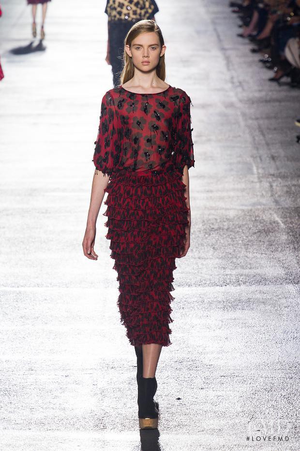 Holly Rose Emery featured in  the Dries van Noten fashion show for Spring/Summer 2014