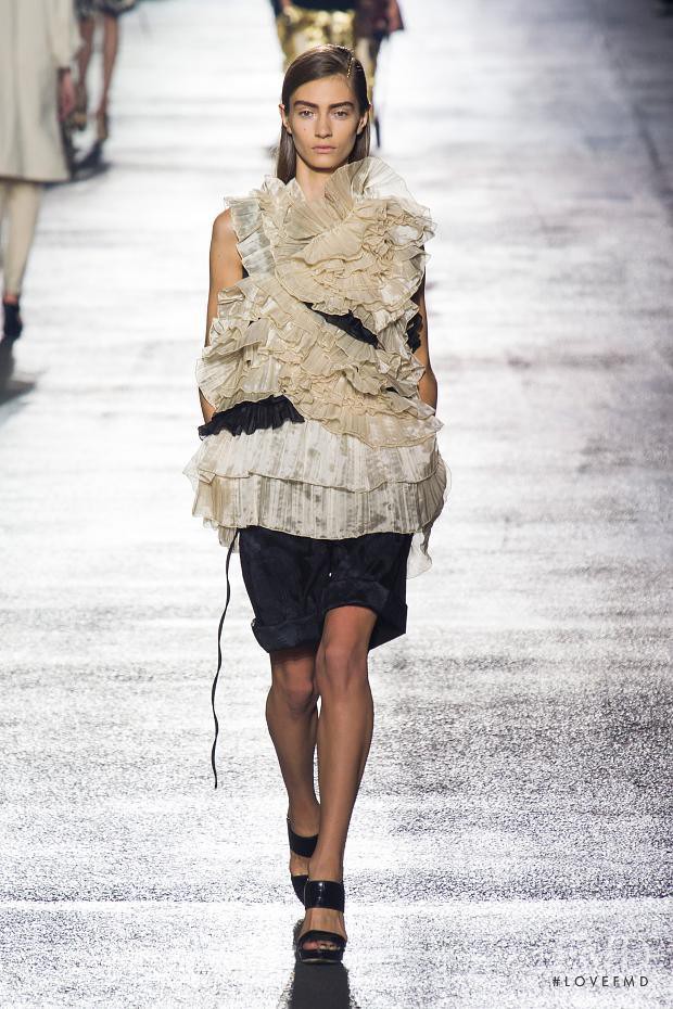 Marine Deleeuw featured in  the Dries van Noten fashion show for Spring/Summer 2014