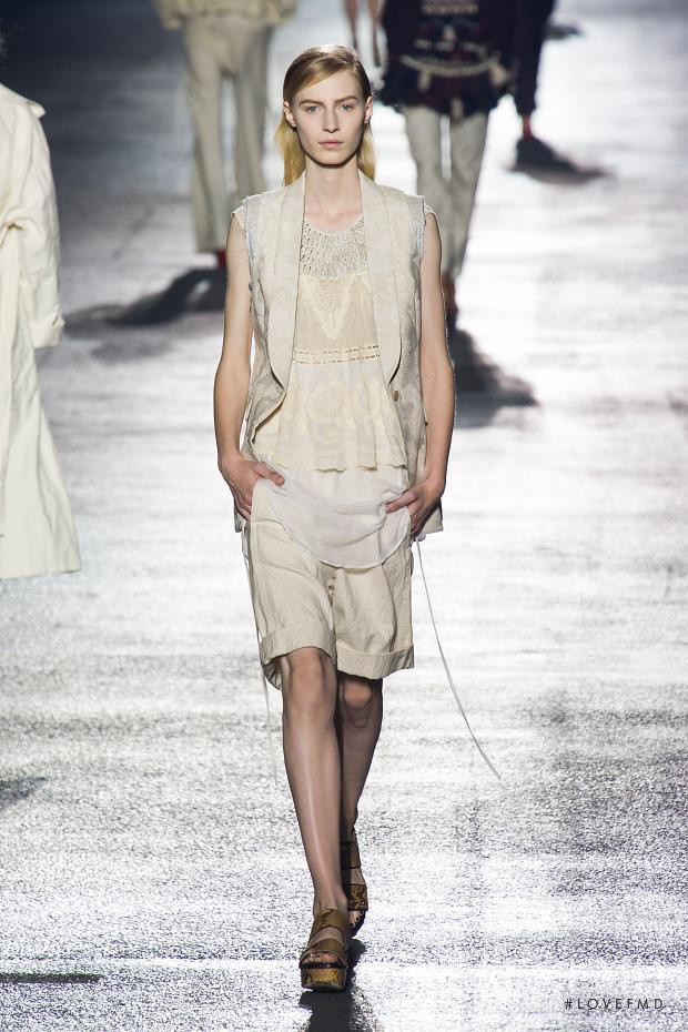 Julia Nobis featured in  the Dries van Noten fashion show for Spring/Summer 2014