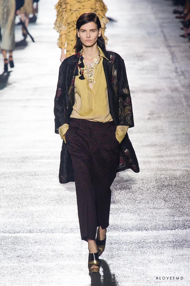 Katlin Aas featured in  the Dries van Noten fashion show for Spring/Summer 2014