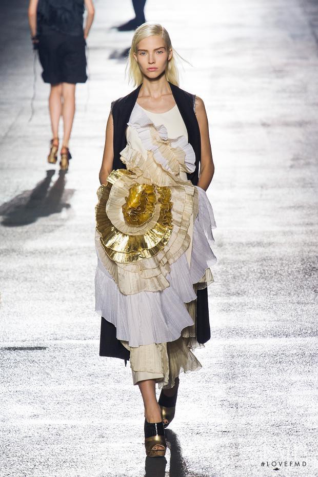 Sasha Luss featured in  the Dries van Noten fashion show for Spring/Summer 2014