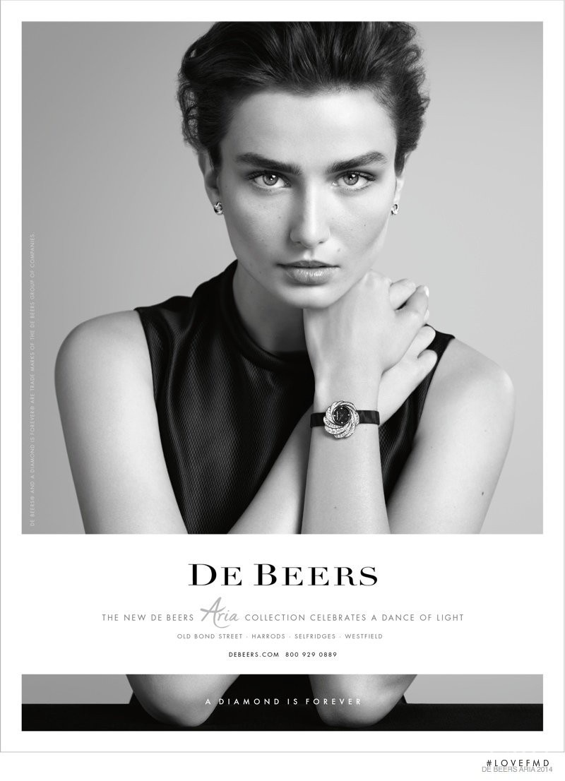 Andreea Diaconu featured in  the De Beers Aria Collection  advertisement for Autumn/Winter 2014