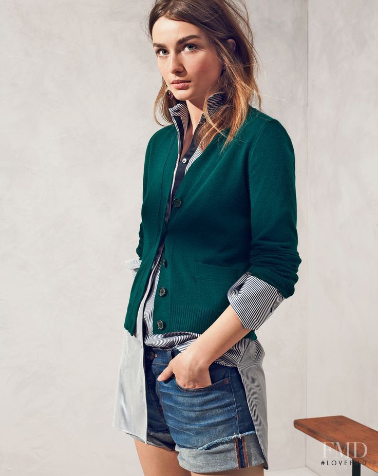 Andreea Diaconu featured in  the J.Crew lookbook for Pre-Fall 2014