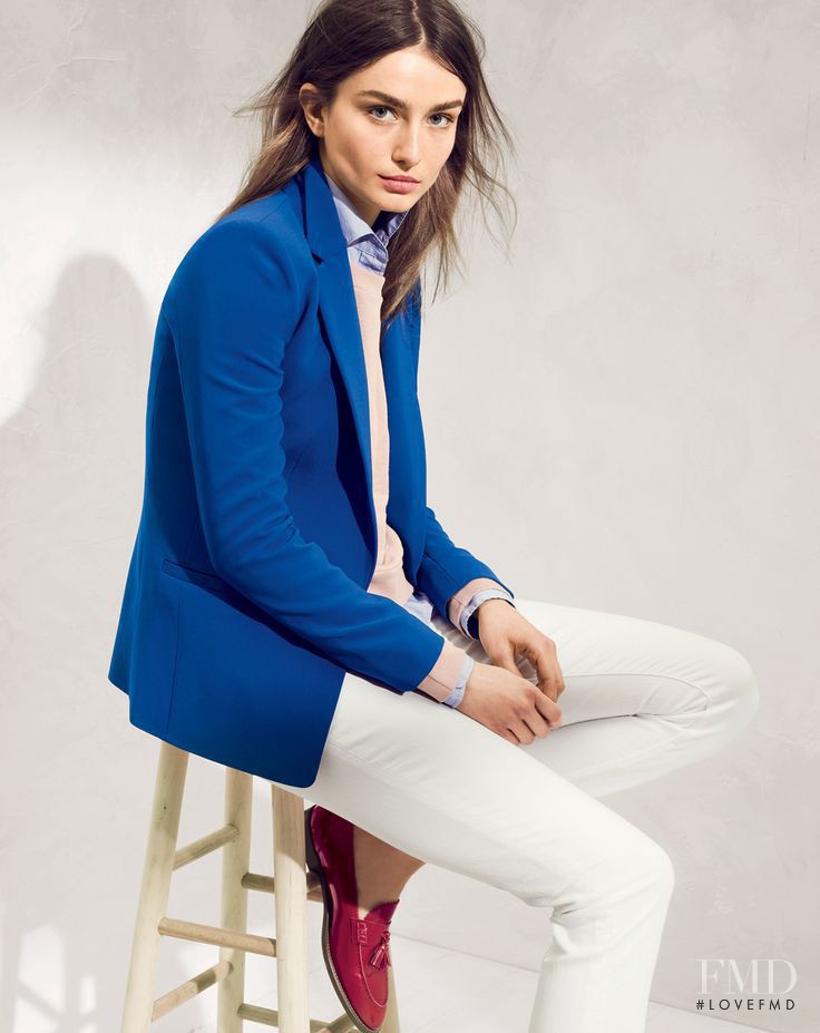 Andreea Diaconu featured in  the J.Crew lookbook for Pre-Fall 2014