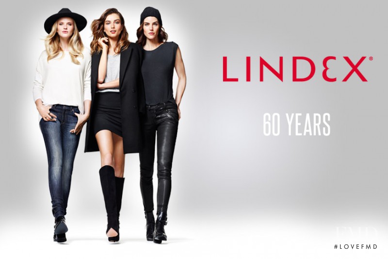 Andreea Diaconu featured in  the Lindex 60 Years in Fashion advertisement for Fall 2014