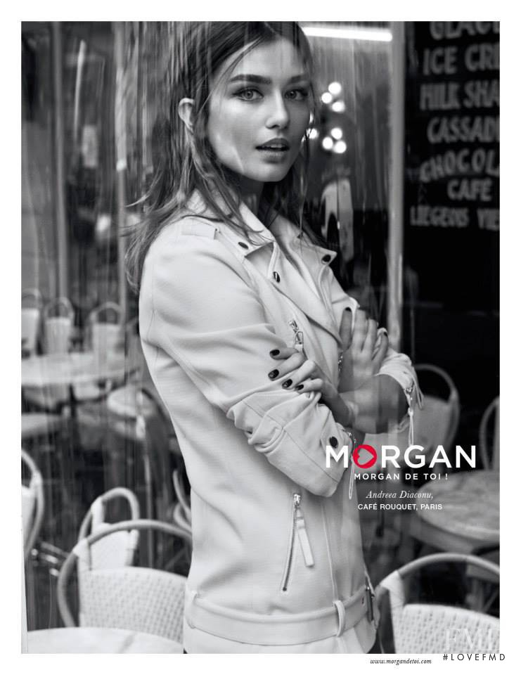 Andreea Diaconu featured in  the Morgan advertisement for Spring/Summer 2014