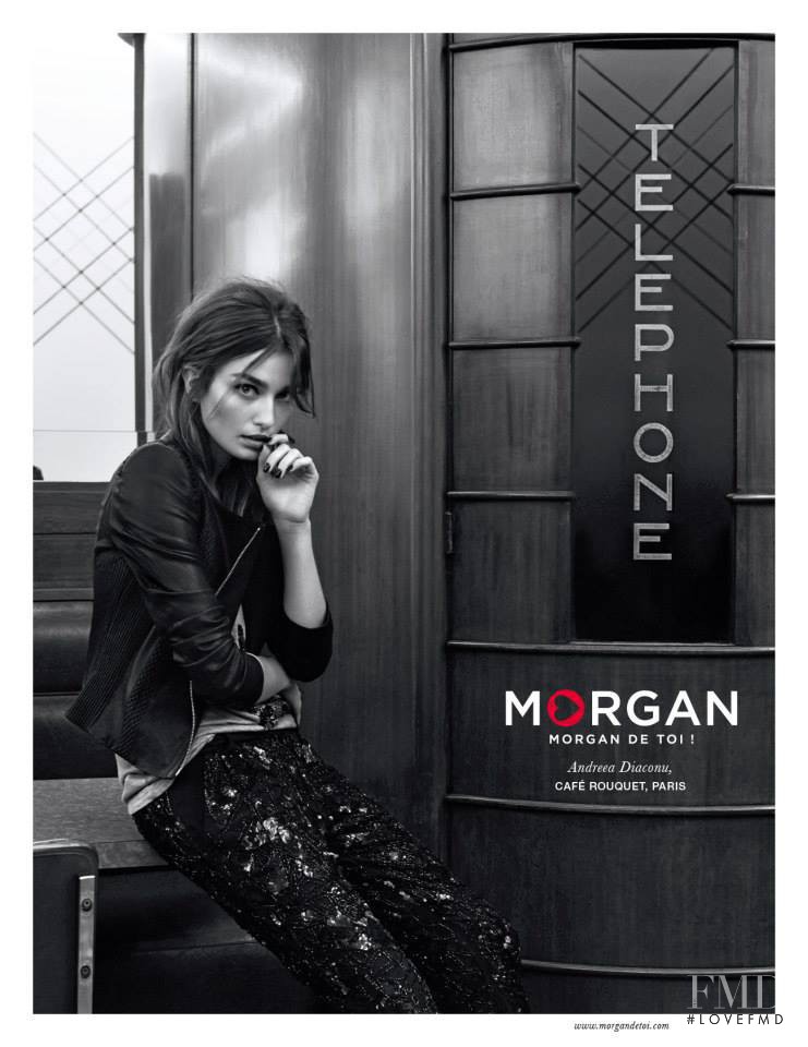 Andreea Diaconu featured in  the Morgan advertisement for Spring/Summer 2014