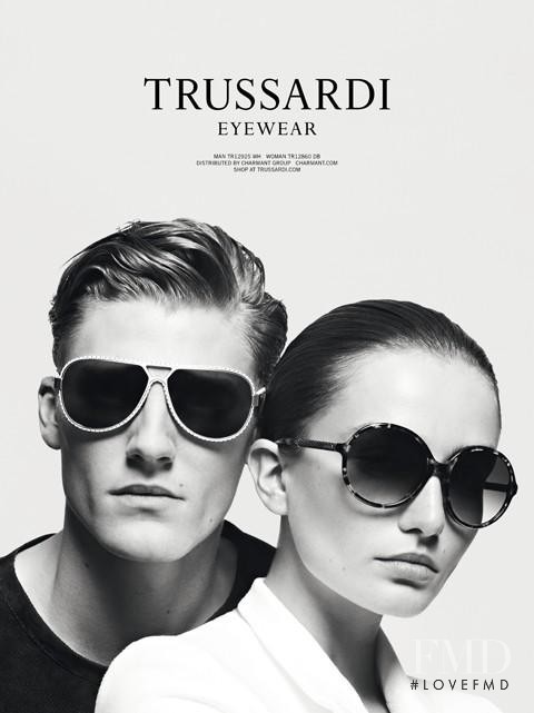 Andreea Diaconu featured in  the Trussardi Eyewear advertisement for Spring/Summer 2014