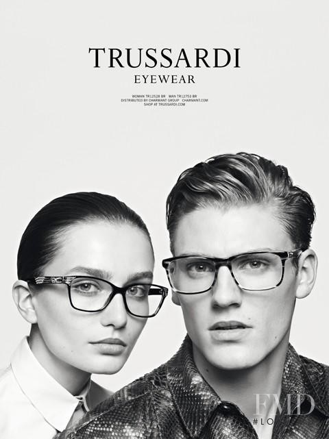 Andreea Diaconu featured in  the Trussardi Eyewear advertisement for Spring/Summer 2014