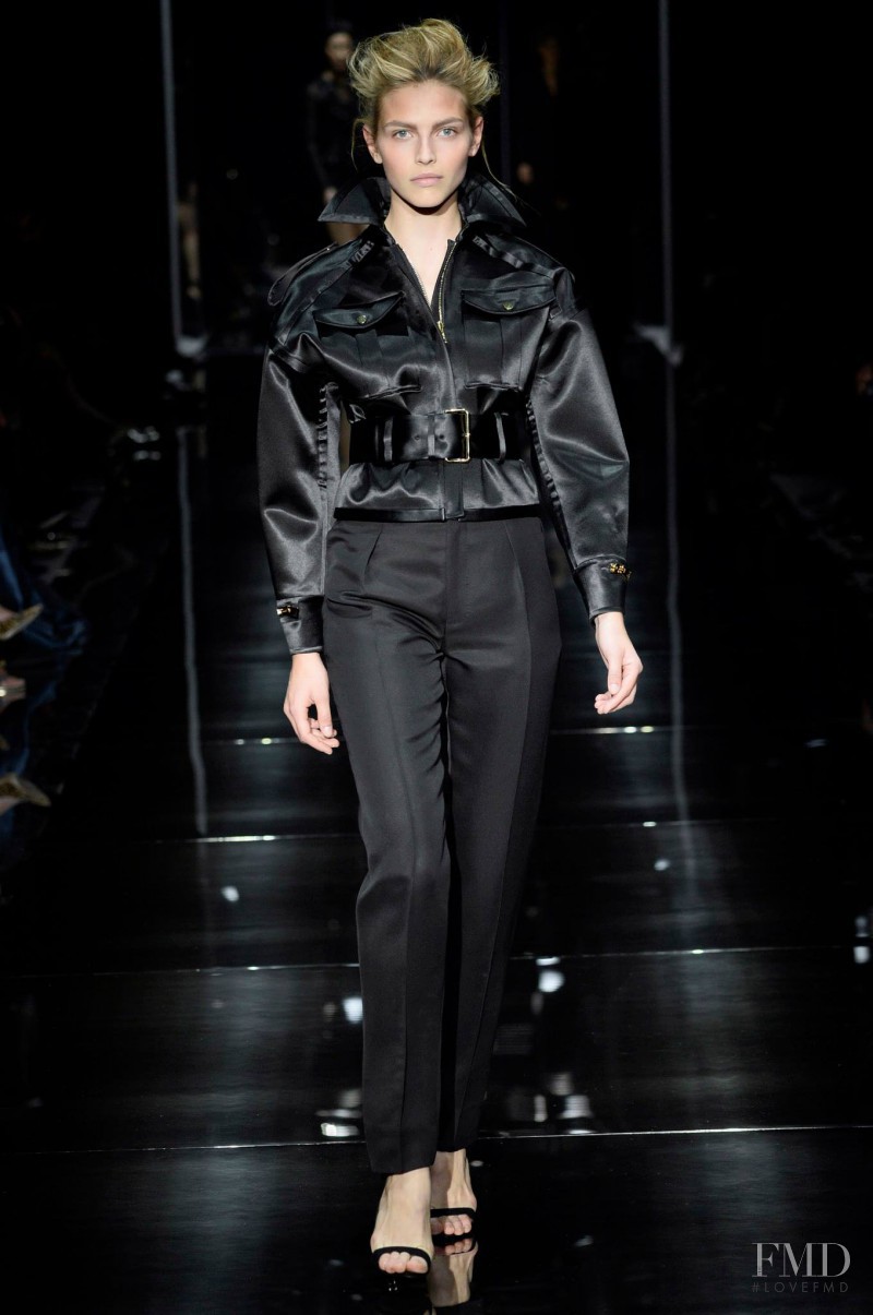 Karlina Caune featured in  the Tom Ford fashion show for Spring/Summer 2014