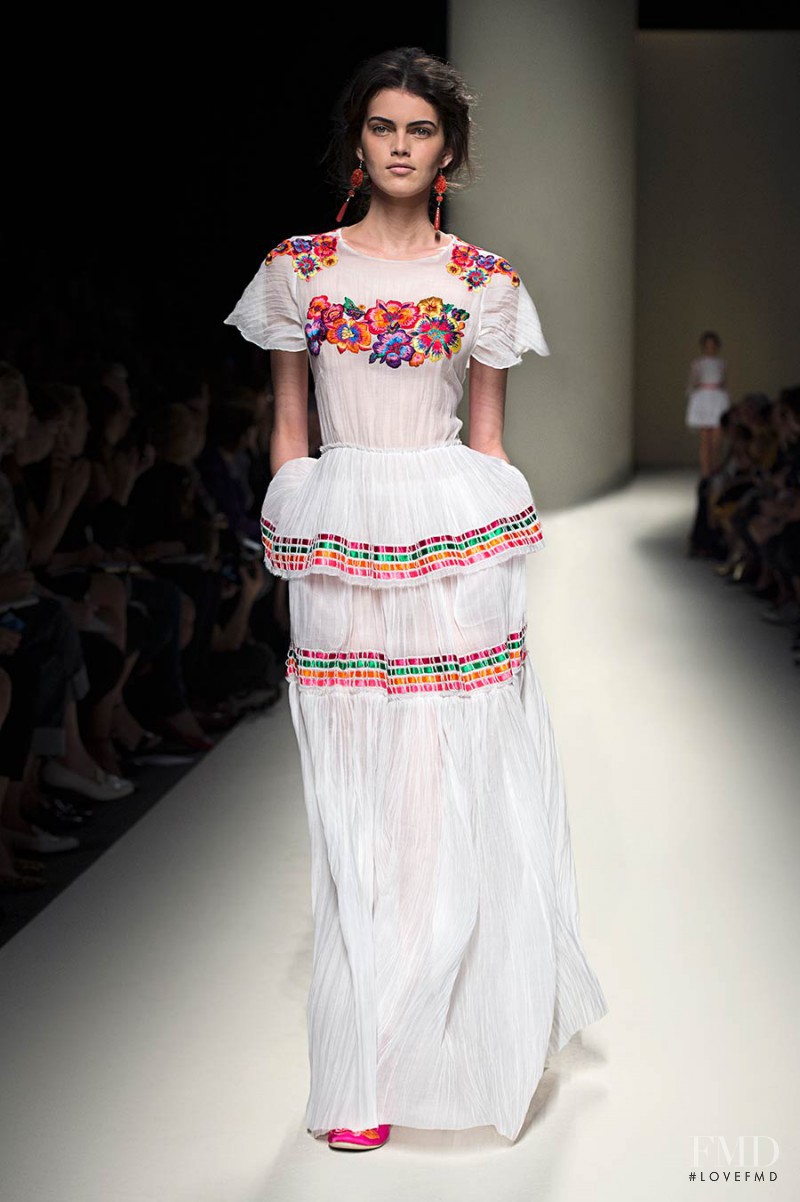 Kamila Hansen featured in  the Alberta Ferretti fashion show for Spring/Summer 2014