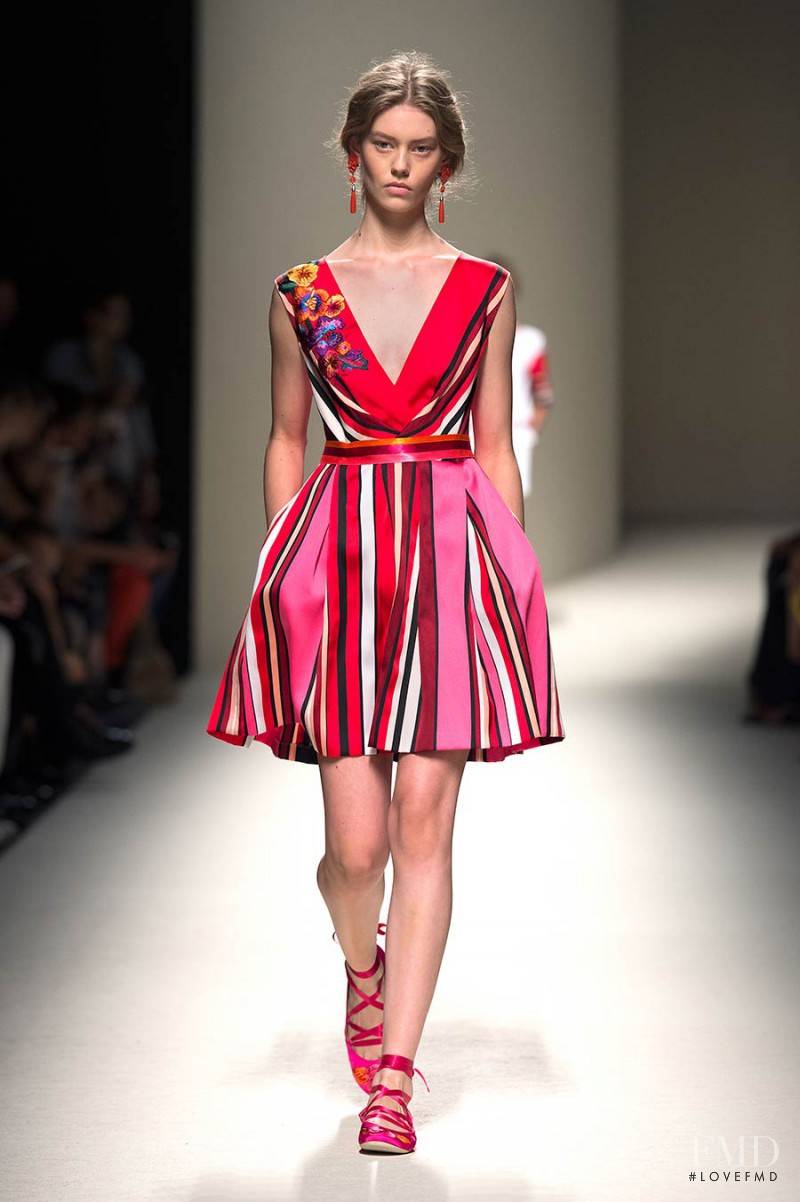 Ondria Hardin featured in  the Alberta Ferretti fashion show for Spring/Summer 2014