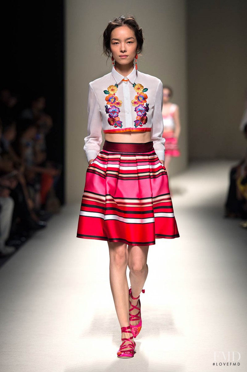 Fei Fei Sun featured in  the Alberta Ferretti fashion show for Spring/Summer 2014