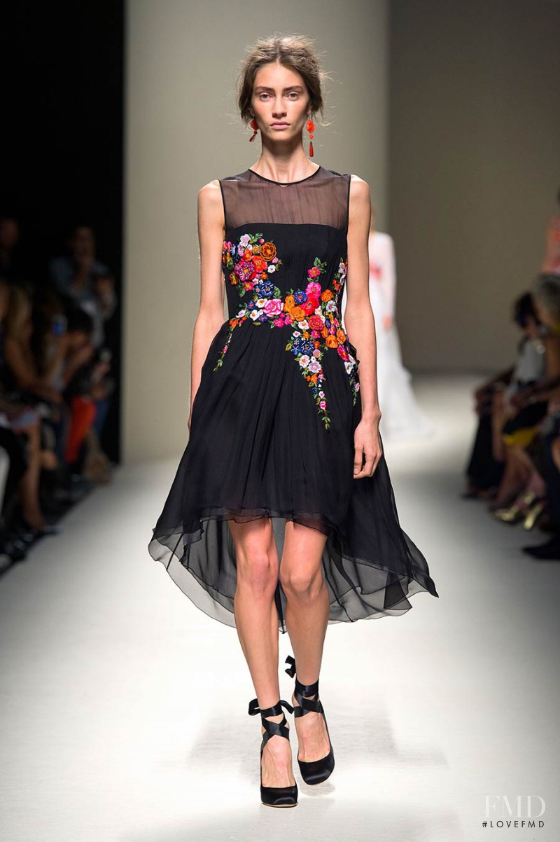 Marine Deleeuw featured in  the Alberta Ferretti fashion show for Spring/Summer 2014