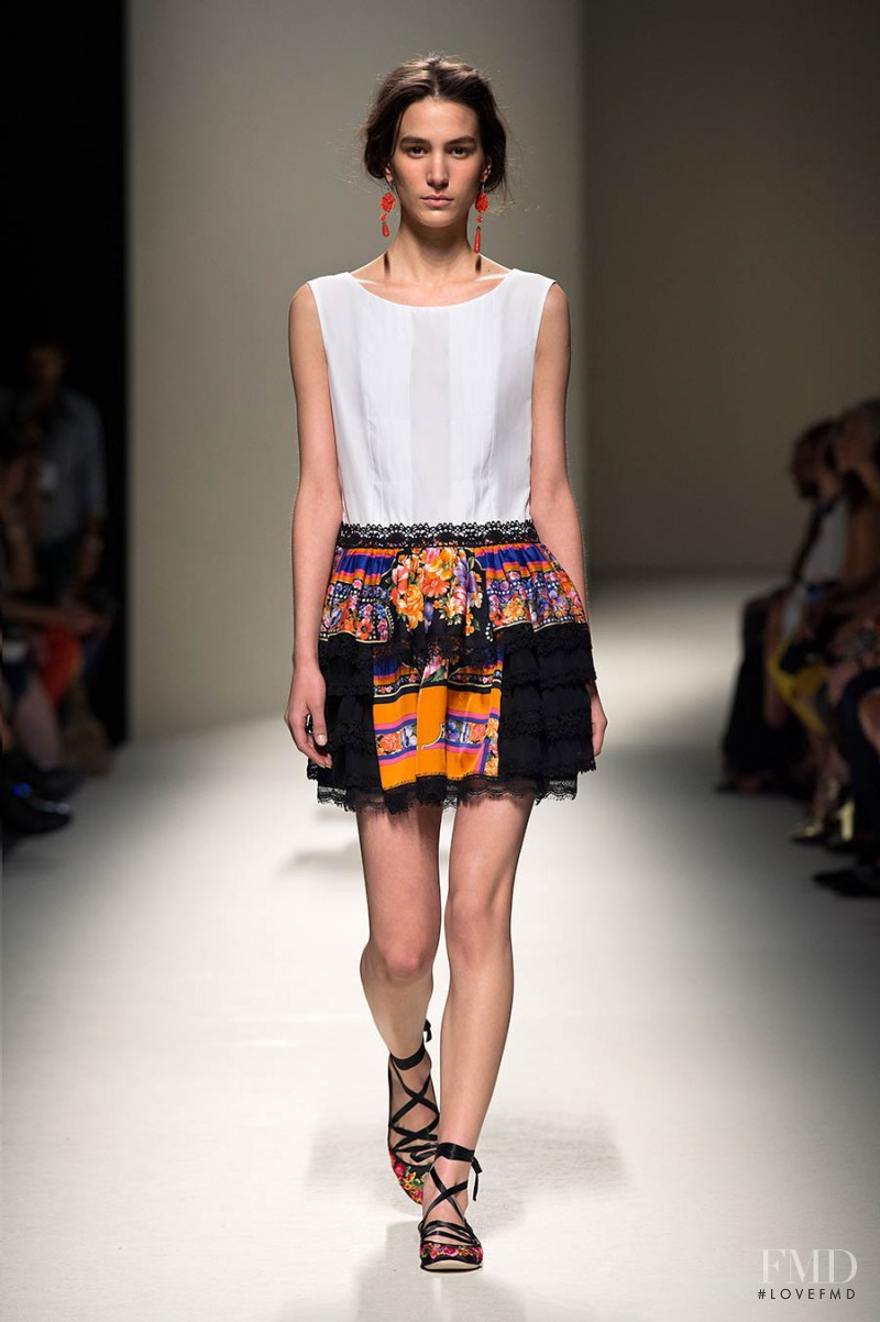 Mijo Mihaljcic featured in  the Alberta Ferretti fashion show for Spring/Summer 2014