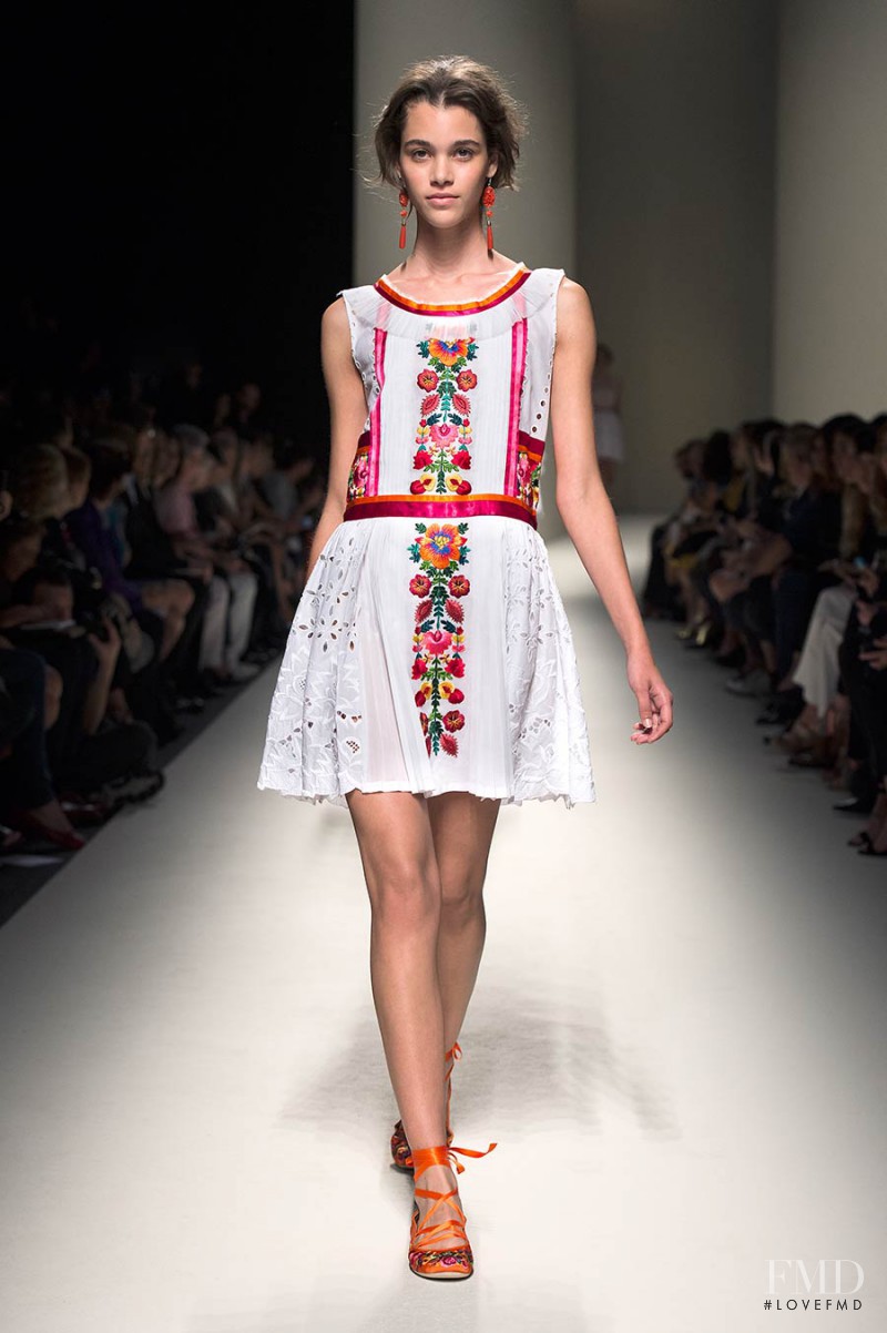 Pauline Hoarau featured in  the Alberta Ferretti fashion show for Spring/Summer 2014