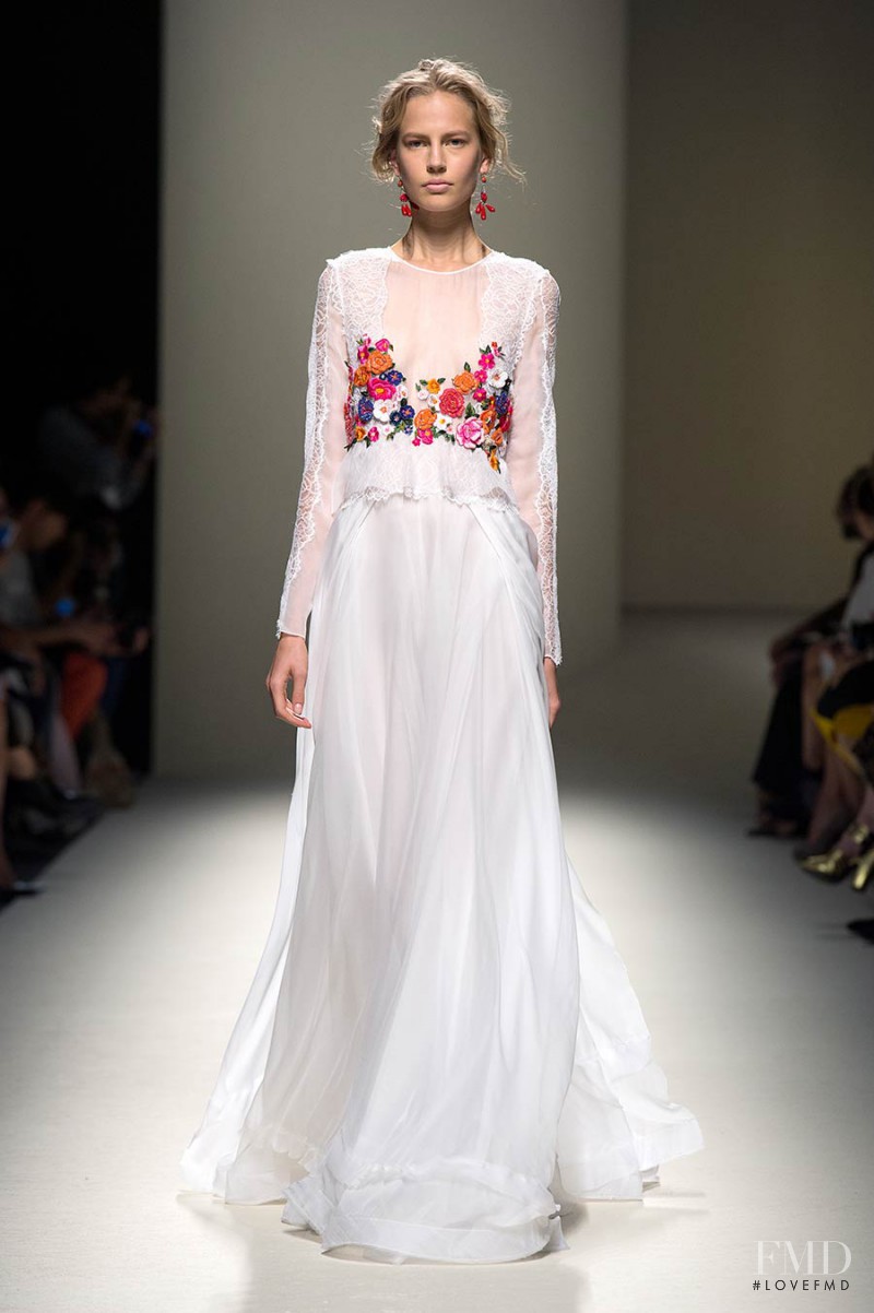 Elisabeth Erm featured in  the Alberta Ferretti fashion show for Spring/Summer 2014