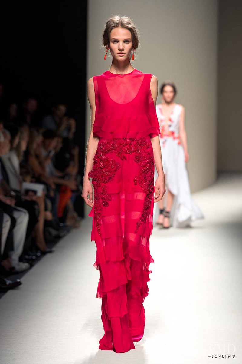 Ona Marija Auskelyte featured in  the Alberta Ferretti fashion show for Spring/Summer 2014