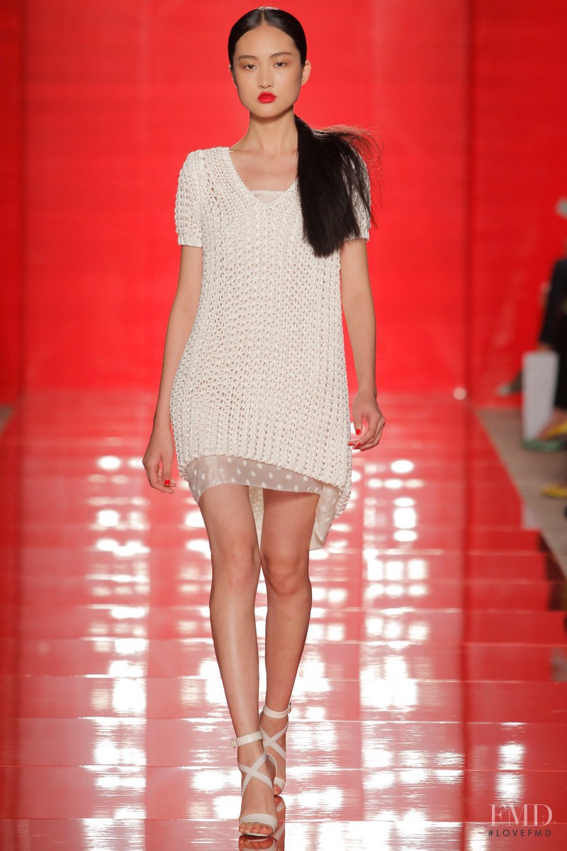 Jing Wen featured in  the Les Copains fashion show for Spring/Summer 2014