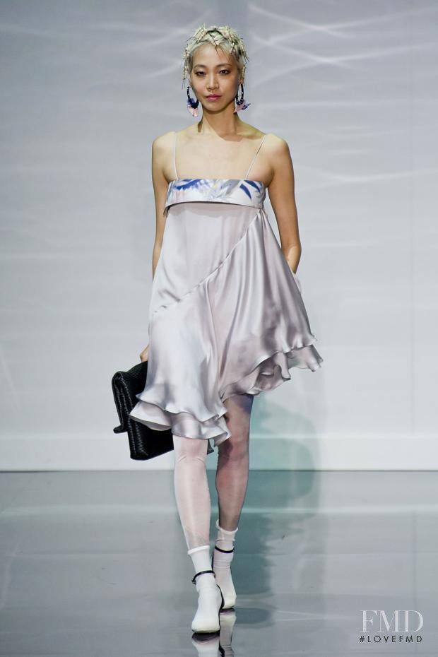 Soo Joo Park featured in  the Emporio Armani fashion show for Spring/Summer 2014