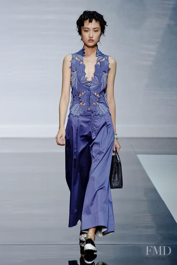 Jing Wen featured in  the Emporio Armani fashion show for Spring/Summer 2014