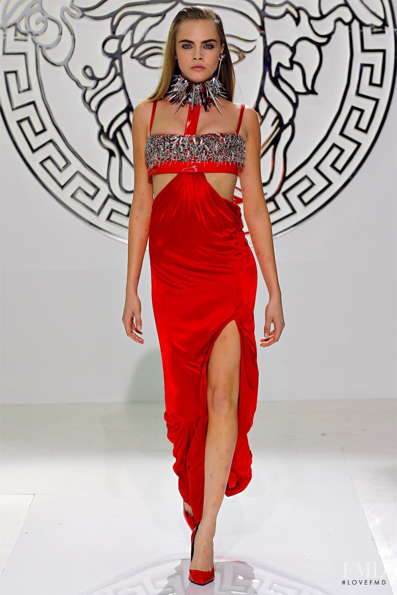 Cara Delevingne featured in  the Versace fashion show for Autumn/Winter 2013