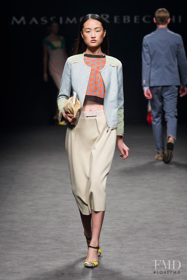 Jing Wen featured in  the Massimo Rebecchi fashion show for Spring/Summer 2014