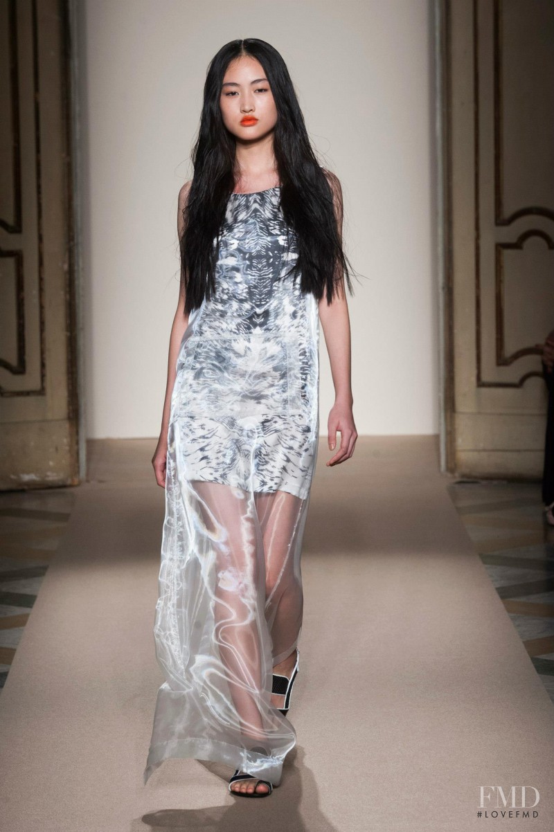 Jing Wen featured in  the Cristiano Burani fashion show for Spring/Summer 2014