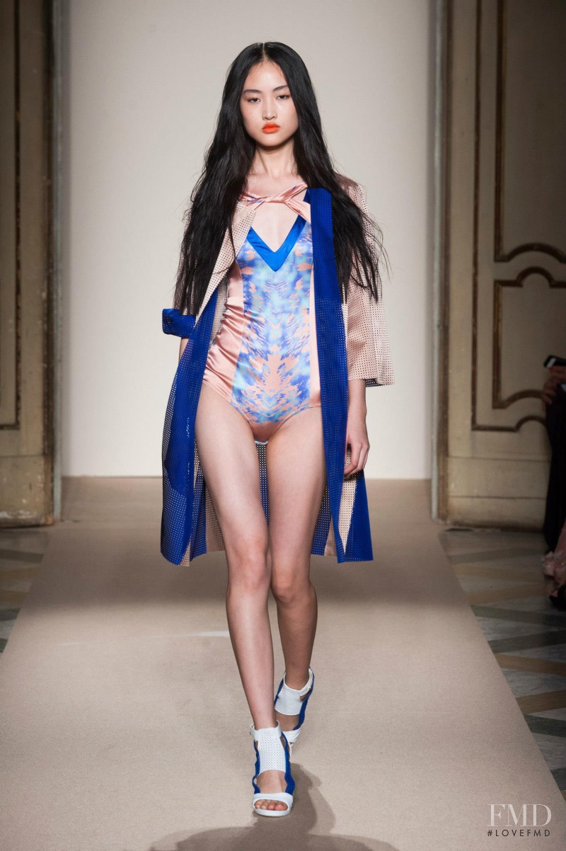 Jing Wen featured in  the Cristiano Burani fashion show for Spring/Summer 2014