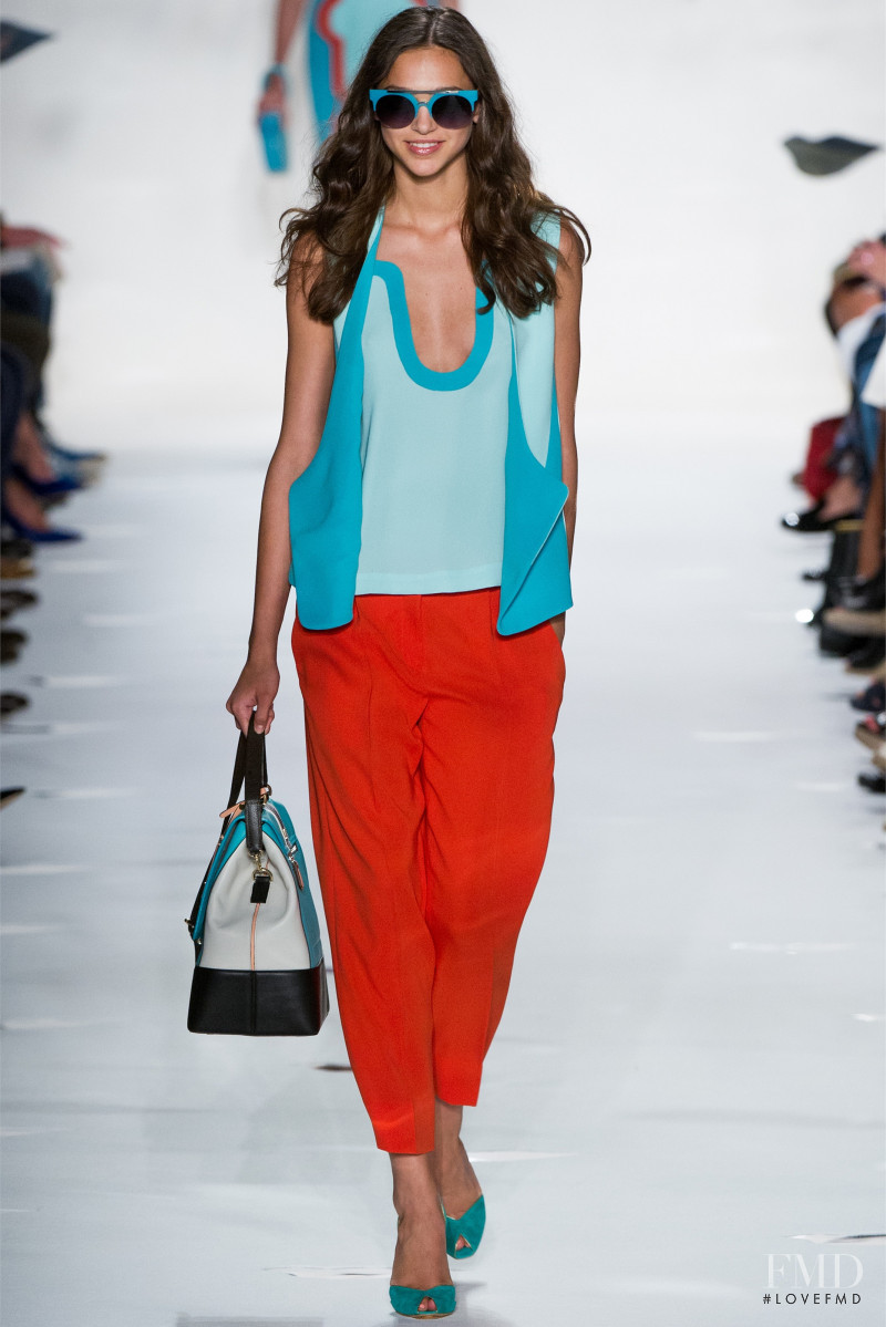Zhenya Katava featured in  the Diane Von Furstenberg fashion show for Spring/Summer 2013