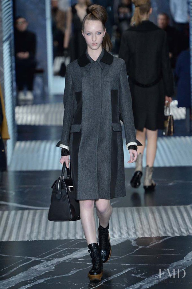 Liza Ostanina featured in  the Prada fashion show for Autumn/Winter 2015