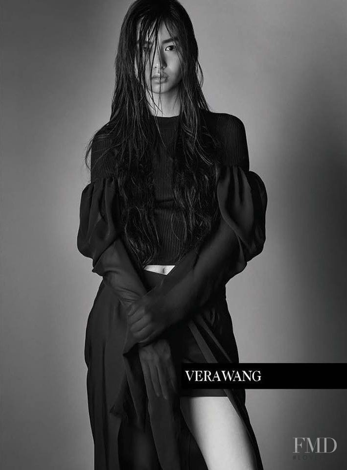 Estelle Chen featured in  the Vera Wang advertisement for Spring/Summer 2017
