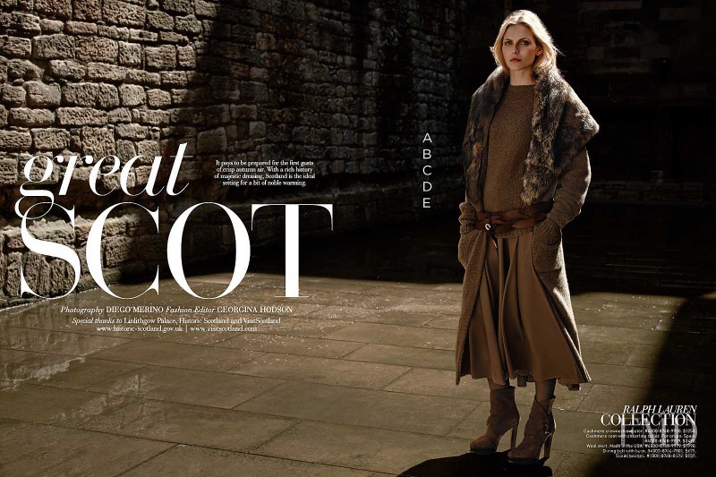 Karlina Caune featured in  the Saks Fifth Avenue Great Scot catalogue for Fall 2015