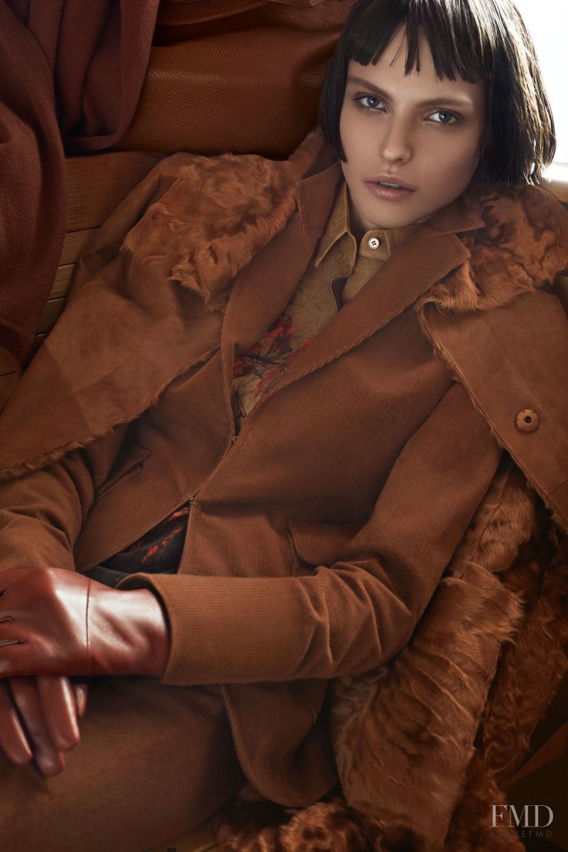 Karlina Caune featured in  the Akris advertisement for Pre-Fall 2012