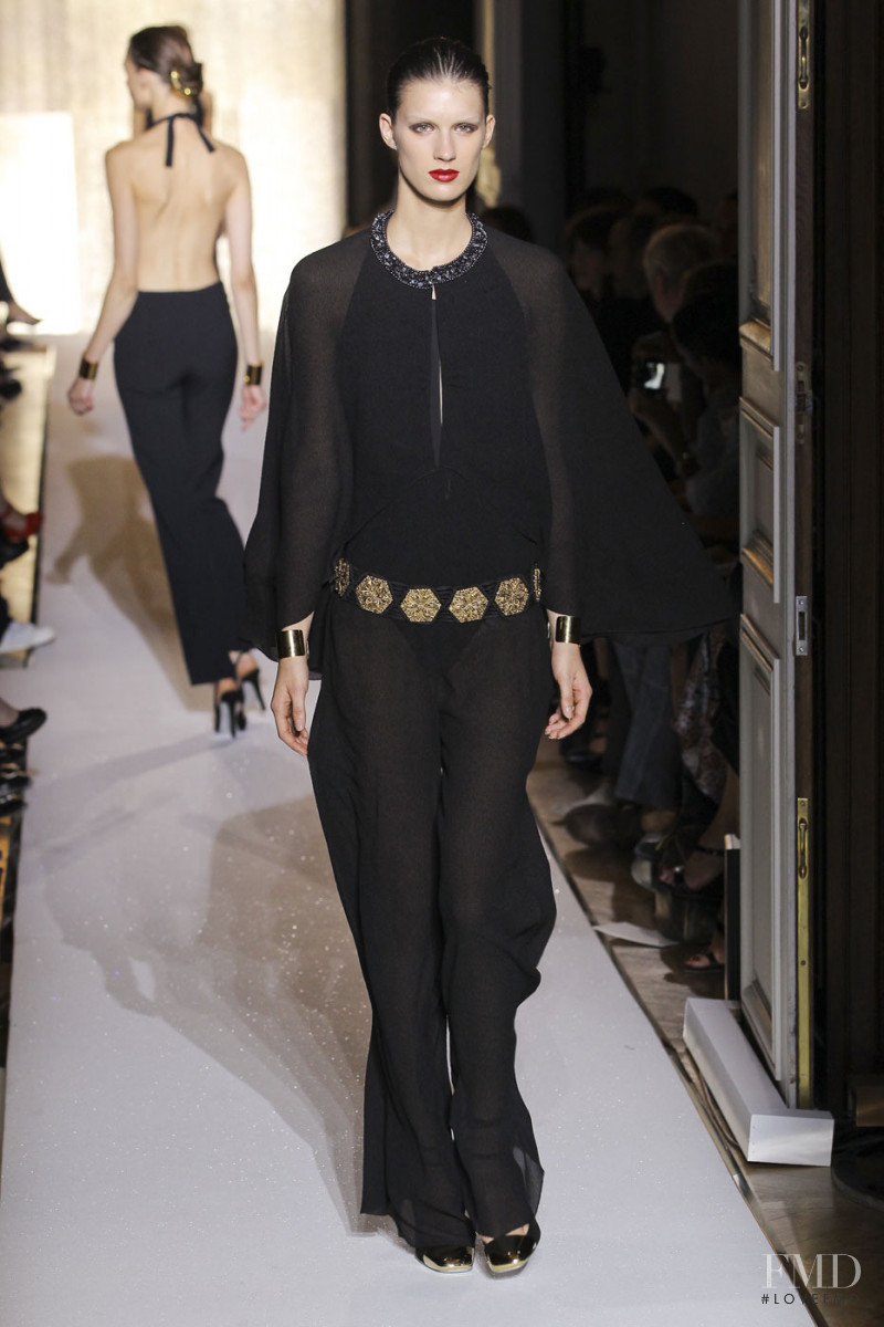 Marte Mei van Haaster featured in  the Saint Laurent fashion show for Spring/Summer 2012