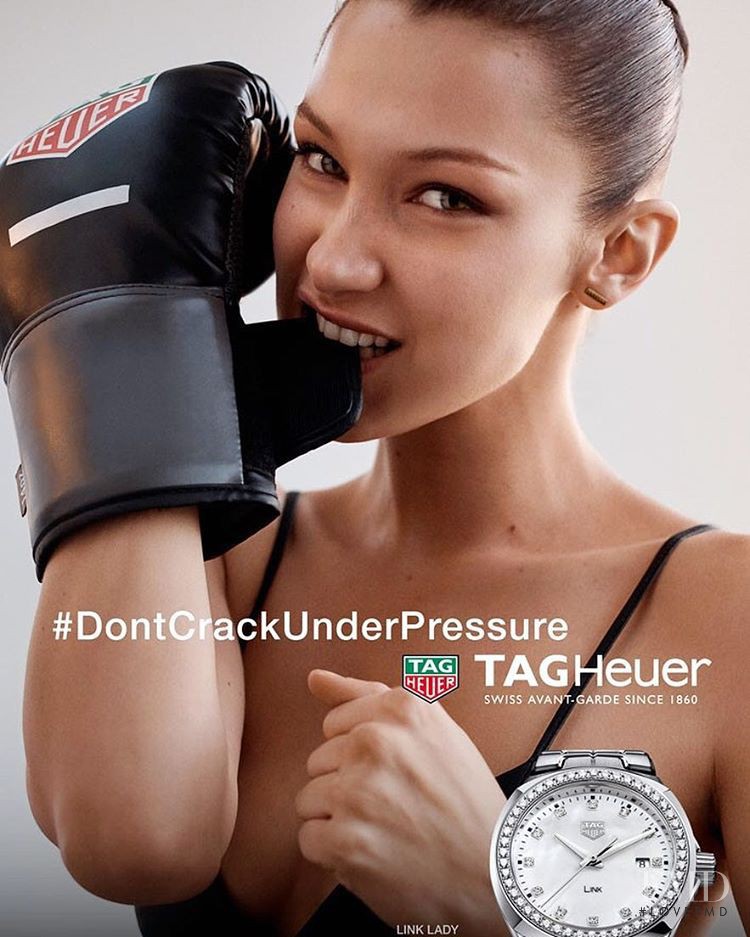 Bella Hadid featured in  the Tag Heuer advertisement for Spring/Summer 2017