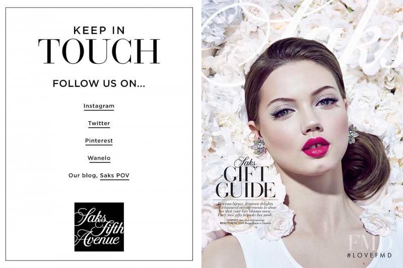 Lindsey Wixson featured in  the Saks Fifth Avenue catalogue for Summer 2015