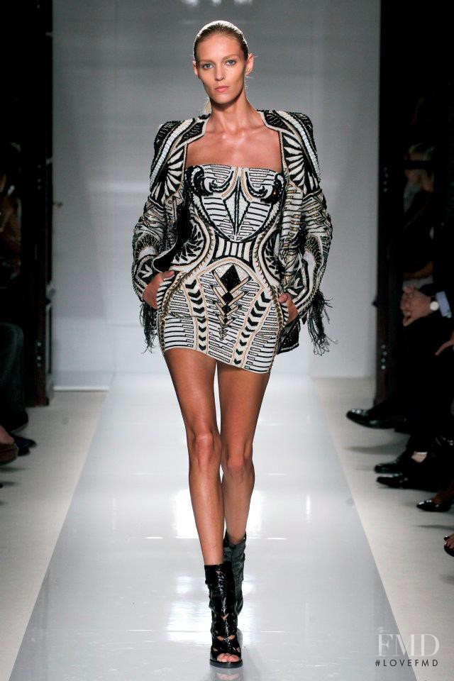 Anja Rubik featured in  the Balmain fashion show for Spring/Summer 2012