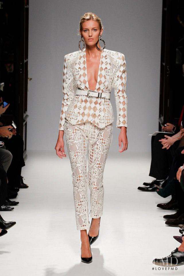 Anja Rubik featured in  the Balmain fashion show for Spring/Summer 2013