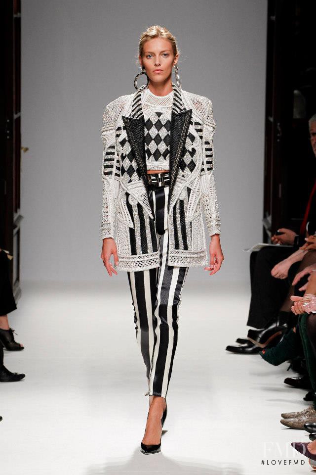 Anja Rubik featured in  the Balmain fashion show for Spring/Summer 2013