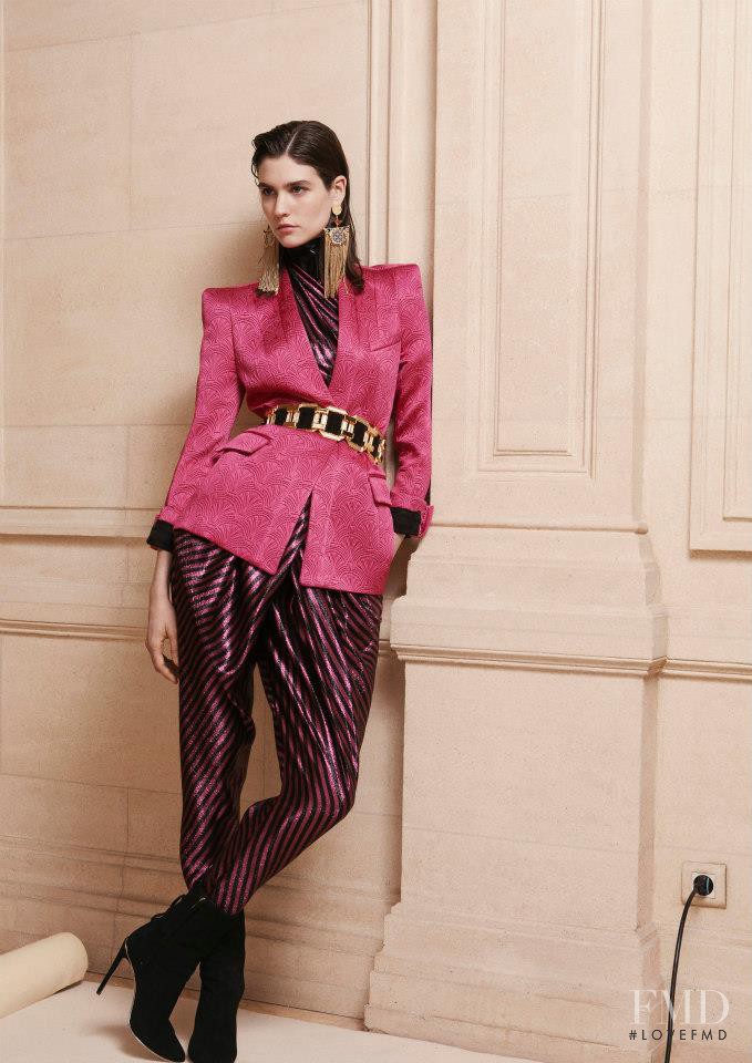 Manon Leloup featured in  the Balmain fashion show for Pre-Fall 2013