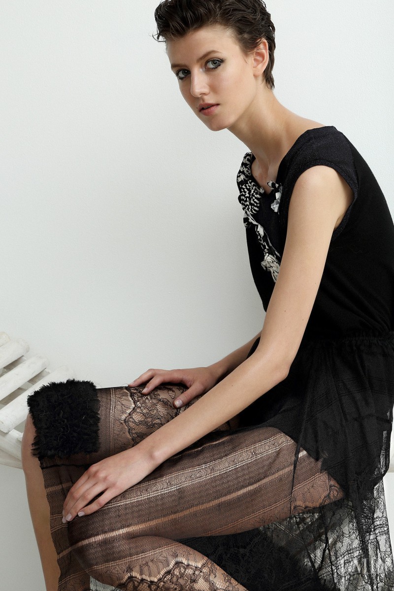 Alyosha Kovalyova featured in  the Sharon Wauchob lookbook for Resort 2015