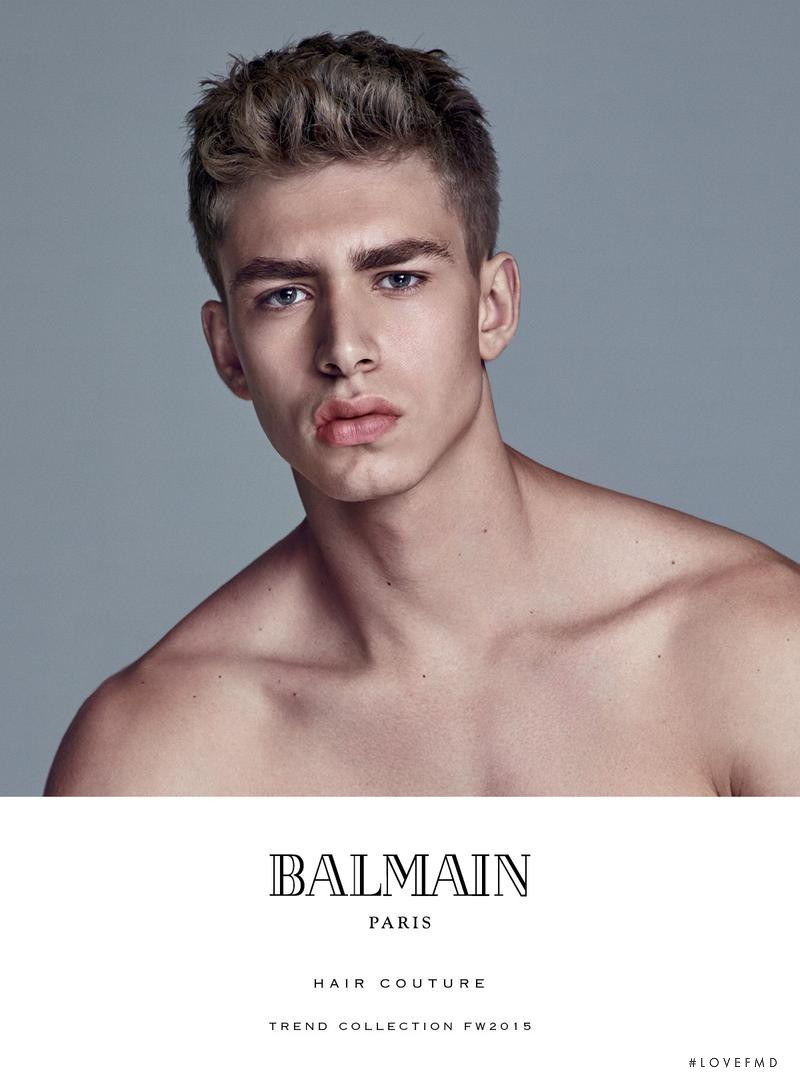 Caian Maroni featured in  the Balmain Hair Couture advertisement for Autumn/Winter 2015