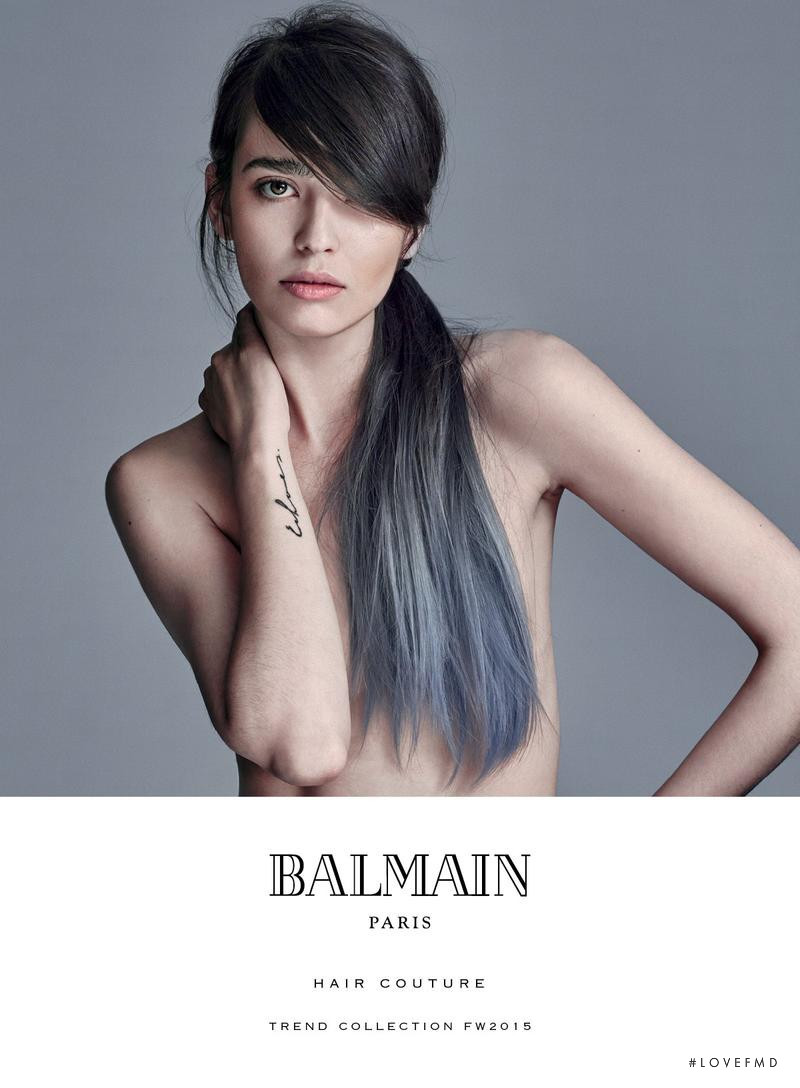 Cristina Piccone featured in  the Balmain Hair Couture advertisement for Autumn/Winter 2015