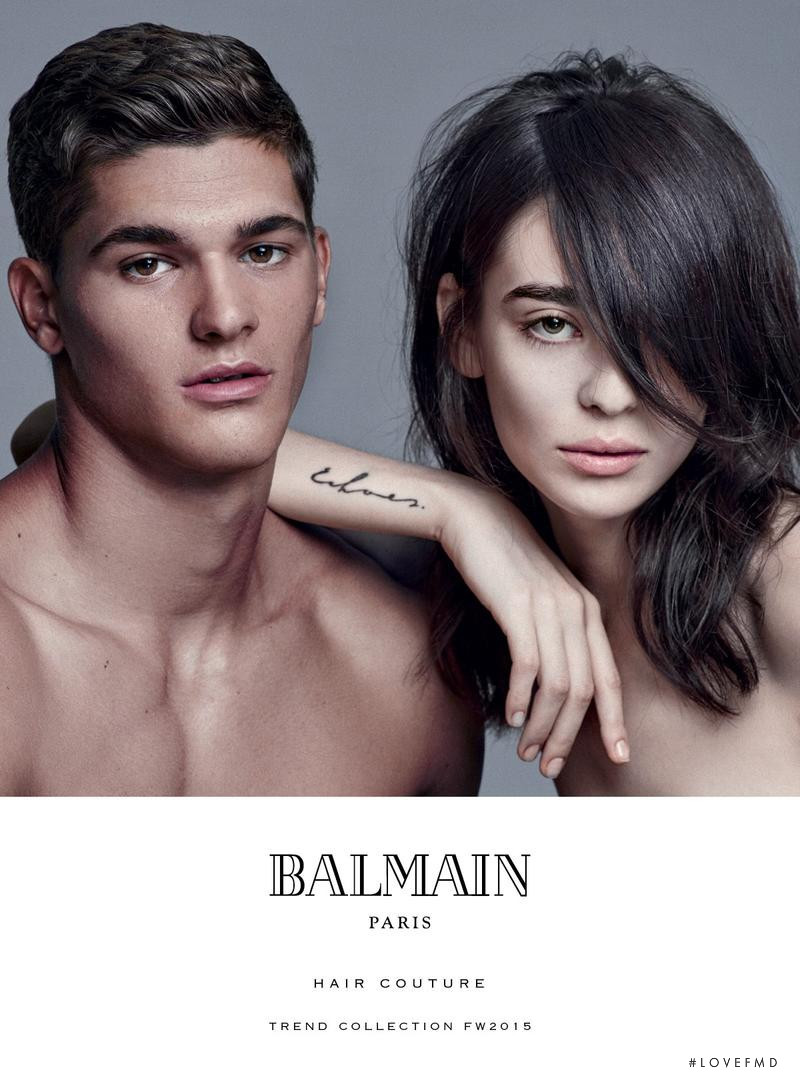 Cristina Piccone featured in  the Balmain Hair Couture advertisement for Autumn/Winter 2015