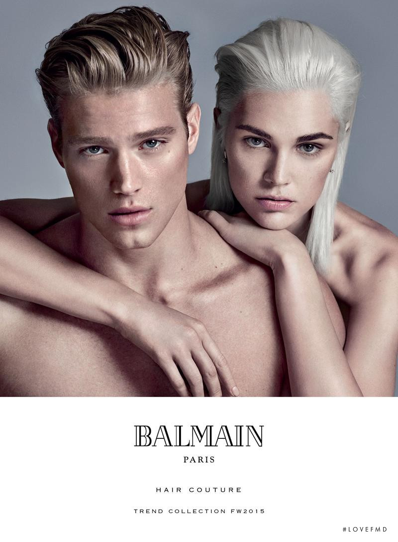 Anastasia Eremenko featured in  the Balmain Hair Couture advertisement for Autumn/Winter 2015