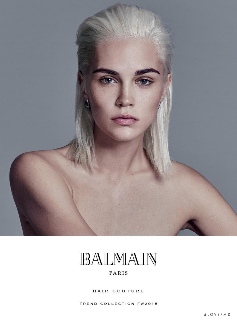 Anastasia Eremenko featured in  the Balmain Hair Couture advertisement for Autumn/Winter 2015